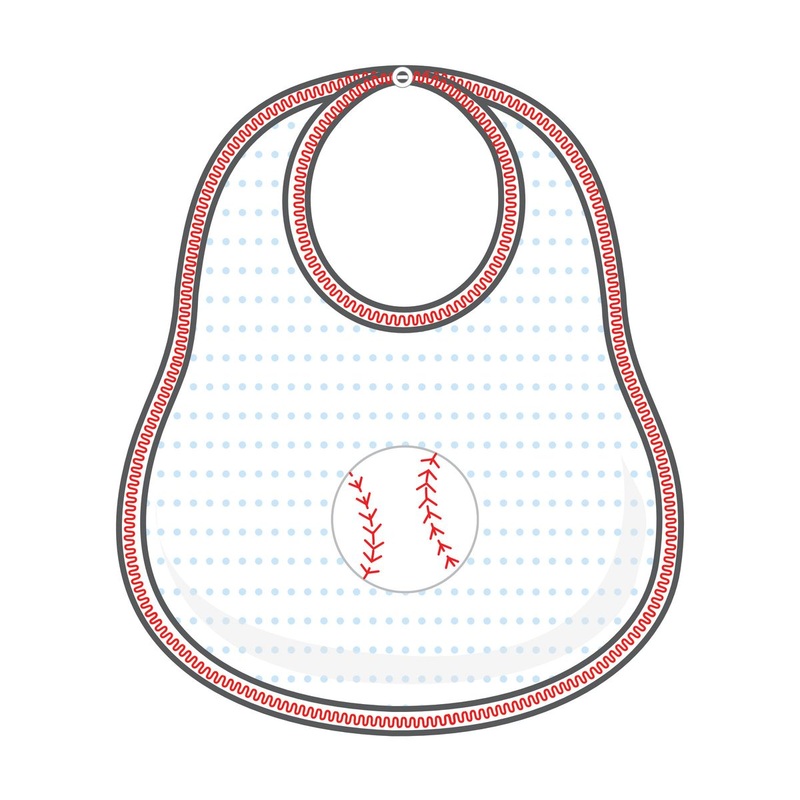Magnolia Baby Tiny Slugger Applique Light Blue Bib, One Size