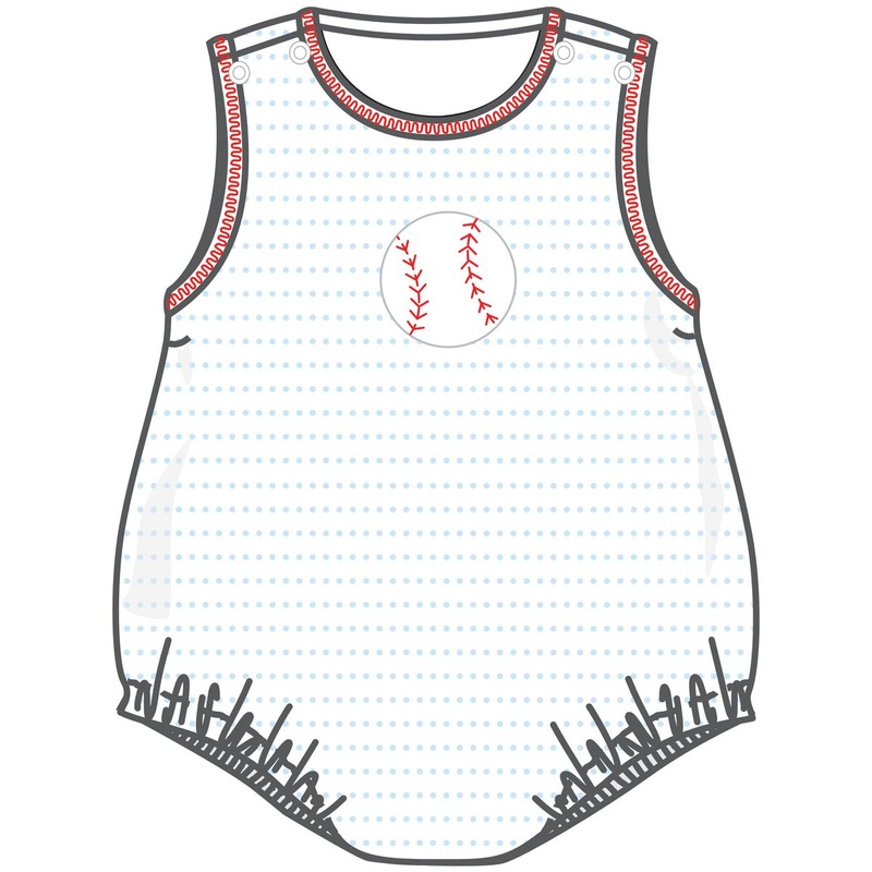 Magnolia Baby Tiny Slugger Applique Light Blue Sleeveless Boy Bubble 3M