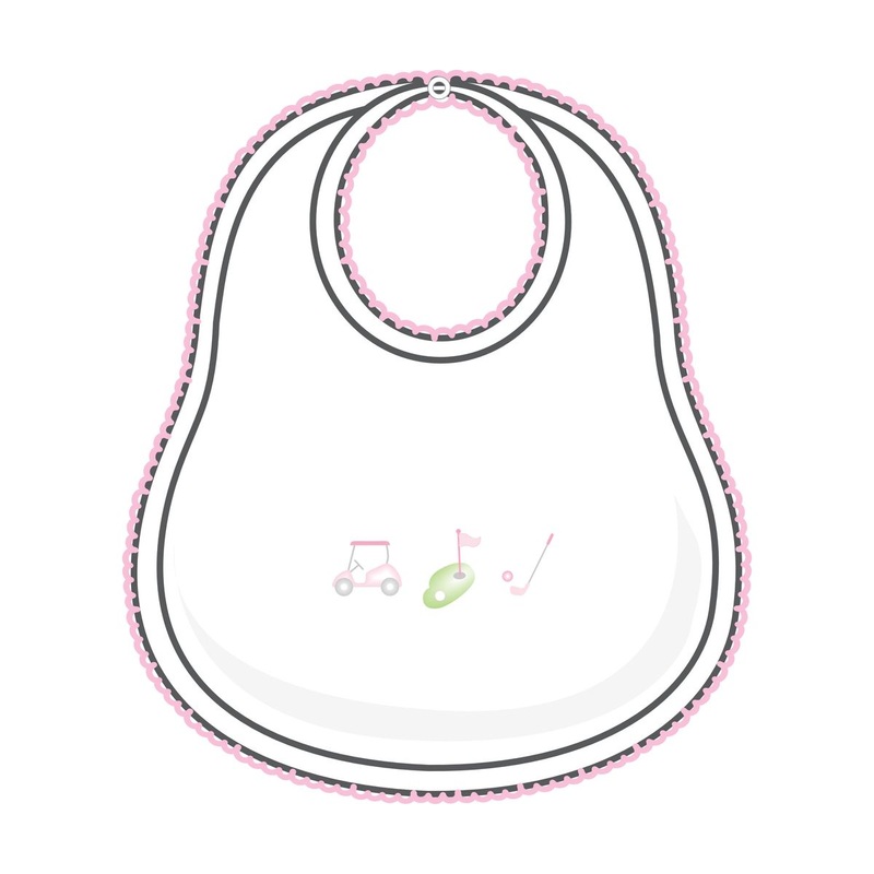 Magnolia Baby Tiny Tee Time Pink Embroidered Bib, One Size