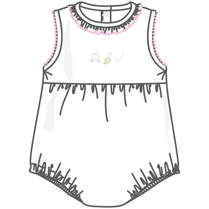 Magnolia Baby Tiny Tee Time Pink Embroidered Sleeveless Girl Bubble 3M
