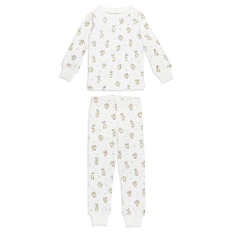 Lovedbaby Kids' Organic Long Sleeve Pajamas Set, Brixy Bunny Biscuit 12-18M