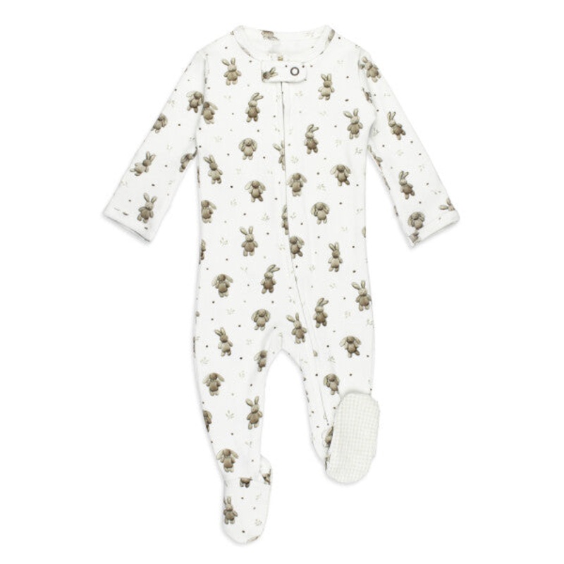 Lovedbaby Organic 2-Way Zipper Footie, Brixy Bunny Shadow Preemie-Nb