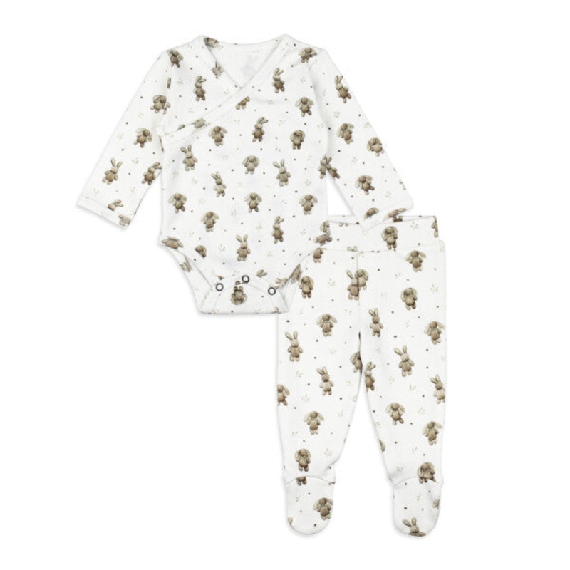 Lovedbaby Wrap Bodysuit & Footed Pant Set, Brixy Bunny Shadow