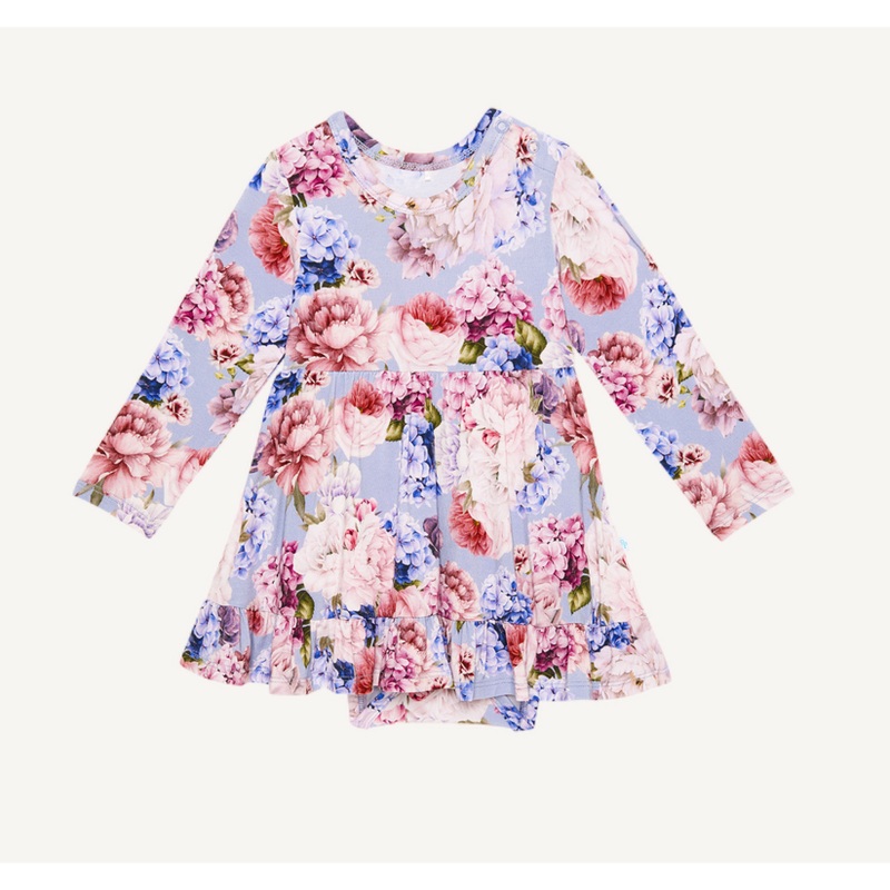 Posh Peanut Annie Ruffled Twirl Bodysuit Dress 0-3M