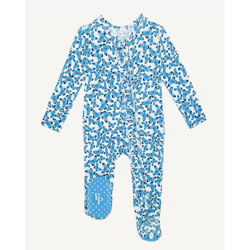 Posh Peanut Nayeli Footie Ruffled Zippered One Piece PM