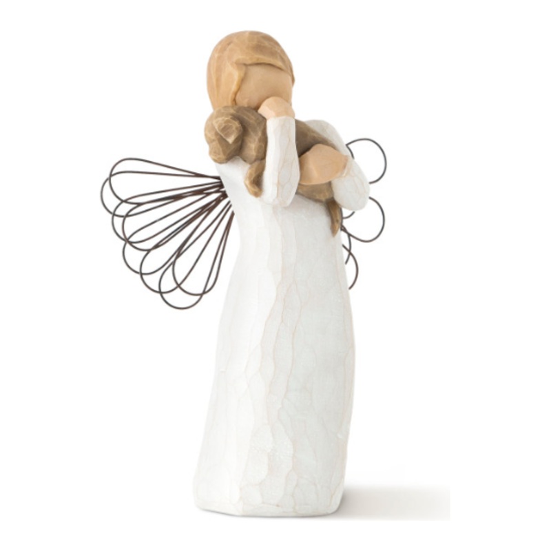 Willow Tree Angel of Friendship, for Those who Share The Spirit of Friendship, Angel carrying Dog as Reminder of Loyal Pets and Friends, Present and Past, Sculpted Hand-Painted Angel