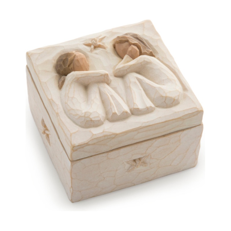Willow Tree Friendship Keepsake Box, Forever True, Forever Friends, Holds Jewelry and Treasures, Carving of Best Friends or Sisters, Sculpted Hand-Painted Keepsake Box