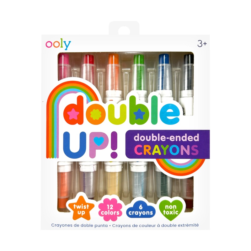 Ooly Double Up! Double-Ended 12 Colors Crayons, Set Of 6