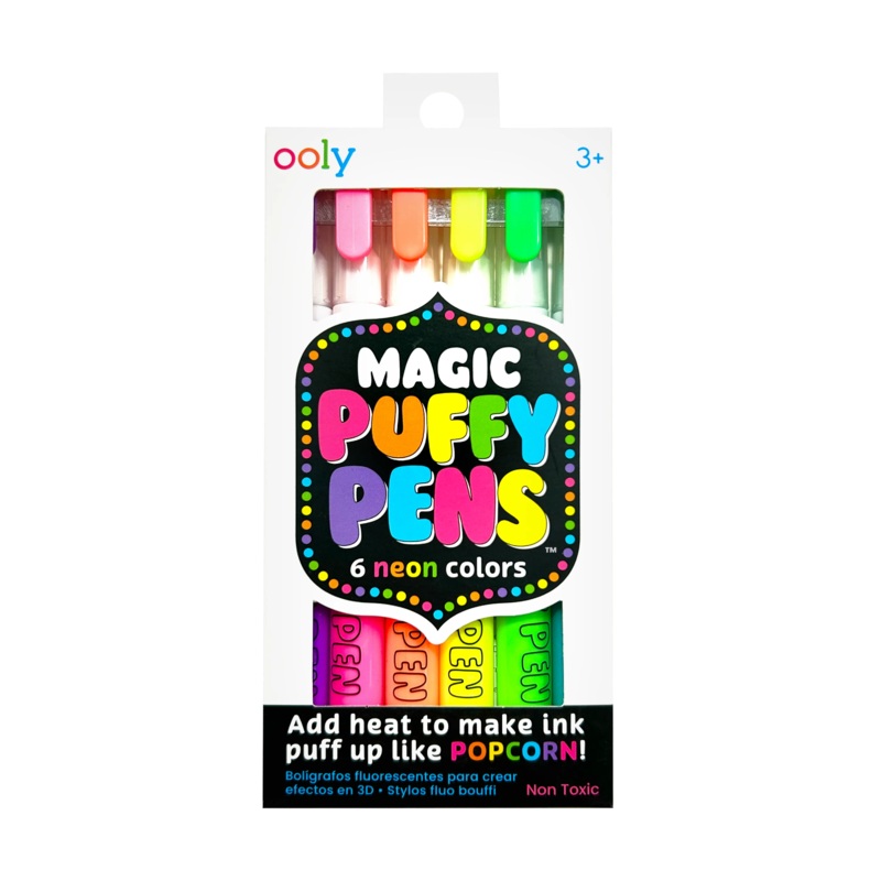 Ooly Magic Puffy Neon Pens, Set Of 6