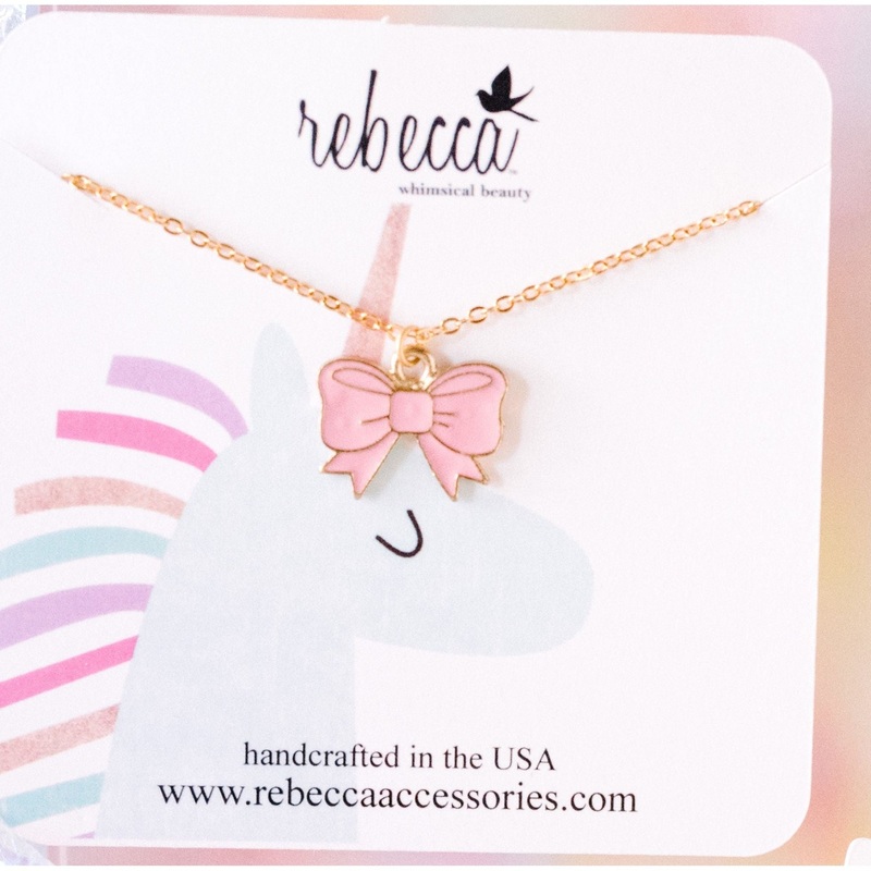 Rebbeca Accessories Bow Enamel Charm Necklace