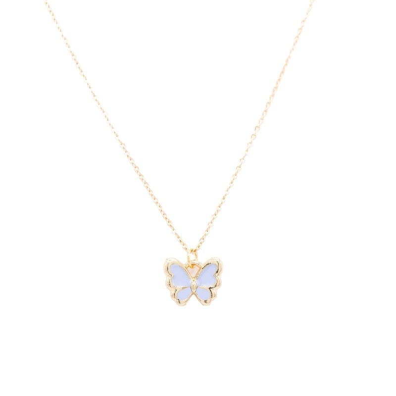 Rebbeca Accessories Butterfly Enamel Charm Necklace, Lilac
