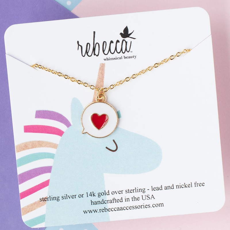 Rebbeca Accessories Heart Convo Emoji Enamel Charm Necklace