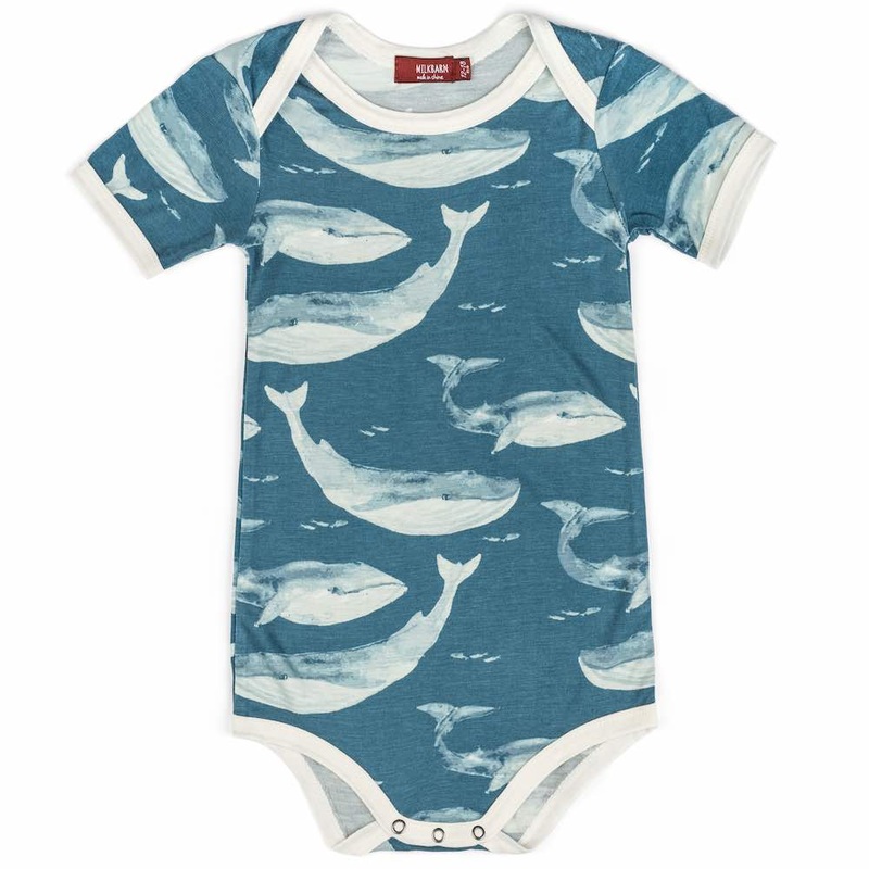 Milkbarn Bamboo One Piece, Blue Whale 3-6M