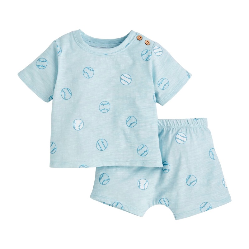 Mud Pie Baseball Baby Short Set 3-6M