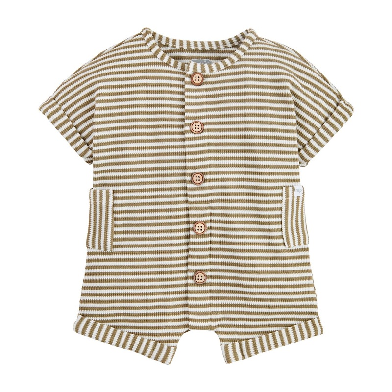 Mud Pie Green Stripe Waffle Romper 3-6M