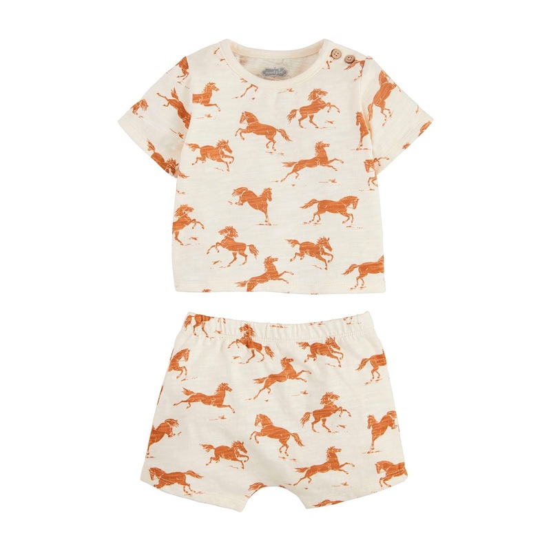 Mud Pie Horse Print Baby Short Set 3-6M