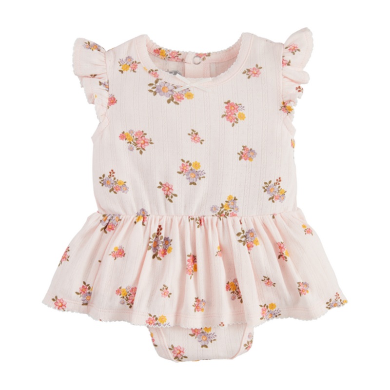 Mud Pie Pointelle Floral Skirted Bodysuit 0-3M
