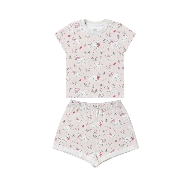 Nest Designs Short Sleeve Pajama Set, Doggie Meadow 18-24M