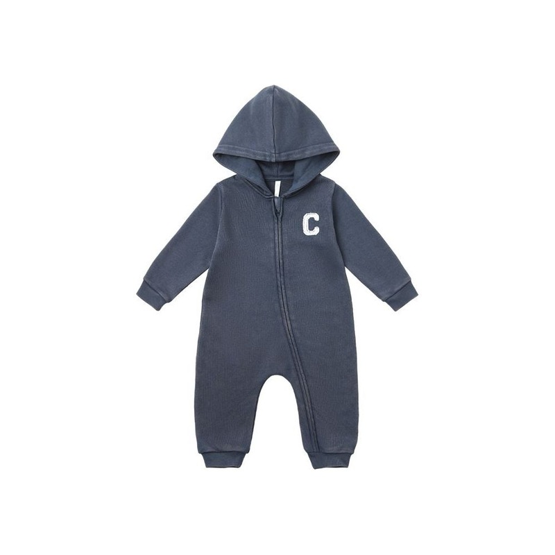 Rylee + Cru Hooded Jumpsuit, Navy 0-3M