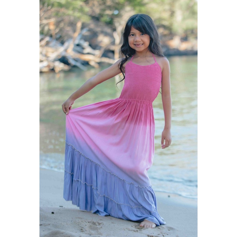 Tiare Hawaii Kids Naia Dress, Pink Violet Ombre 2-4Y