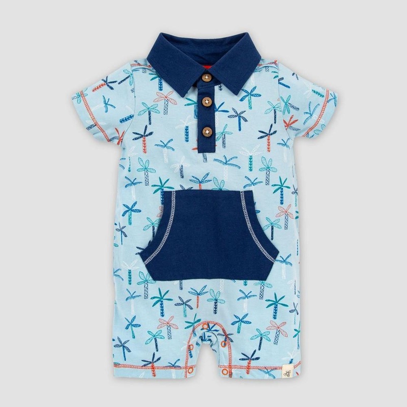 Burt's Bees Baby Quirky Palms Polo Organic Cotton Romper 0-3 Months