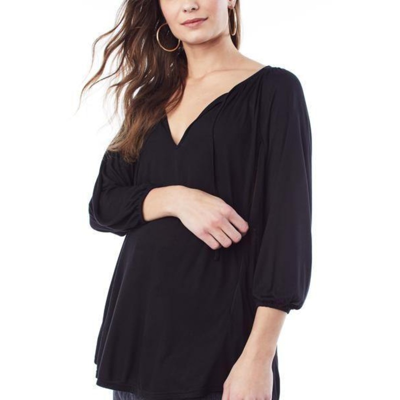 Loyal Hana Megan Black 3/4 Sleeve Nursing Top Medium
