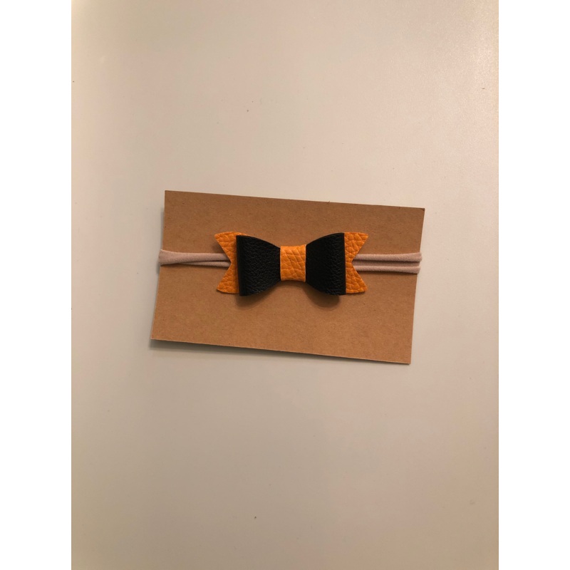 The Owl's Nest Baby Headband with Bow Black & Orange