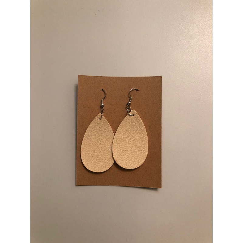 The Owl's Nest Textured Teardrop Earrings Matte Cream