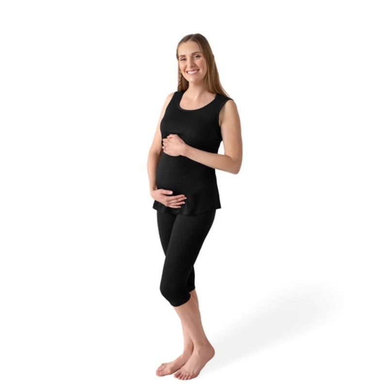 Kindred Bravely June Maternity & Nursing Tank & Capri Pajama Set Black XX-Large