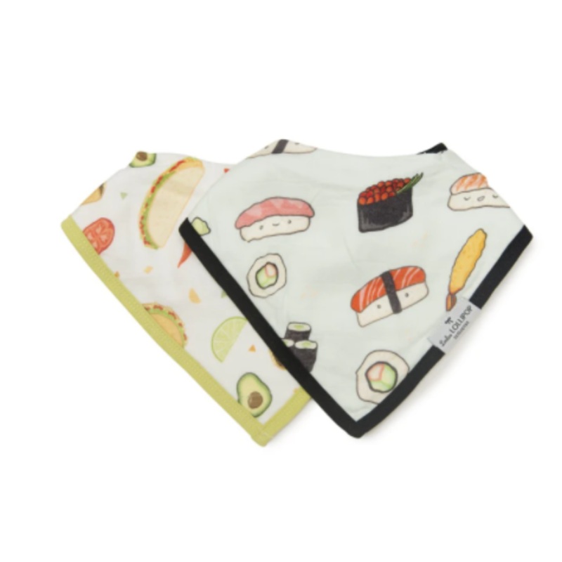 Loulou Lollipop Muslin Bandana Bib Set Sushi/Taco