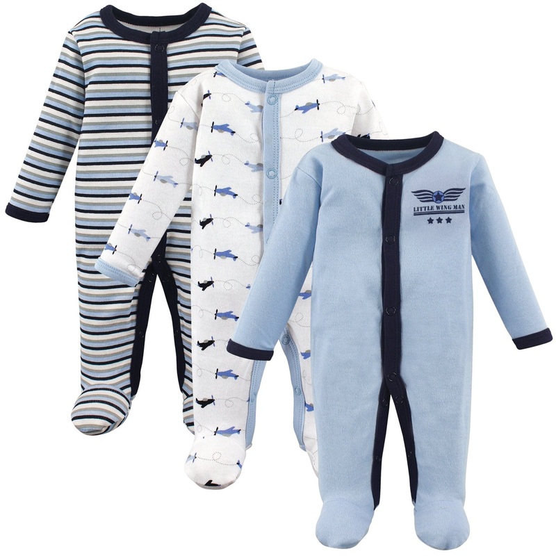 Luvable Friends Cotton Preemie Sleep & Play 3 Pack Airplane Preemie