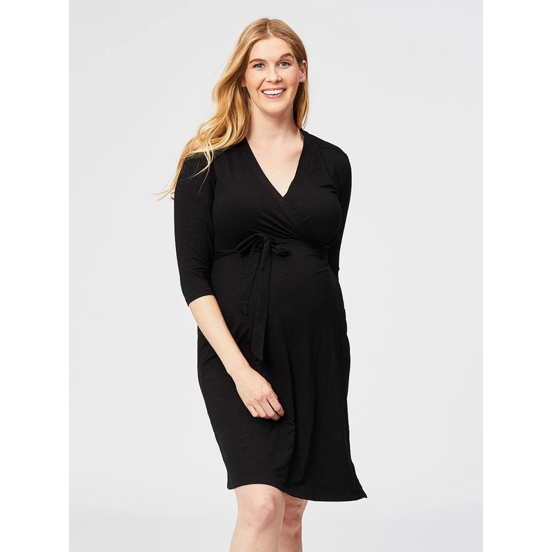 Cake Maternity Custard Nursing Wrap Dress X-Large Black