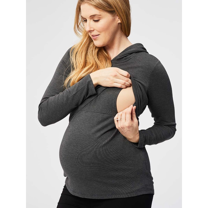 Cake Maternity Hot Chocolate Nursing Hoodie X-Small Charcoal