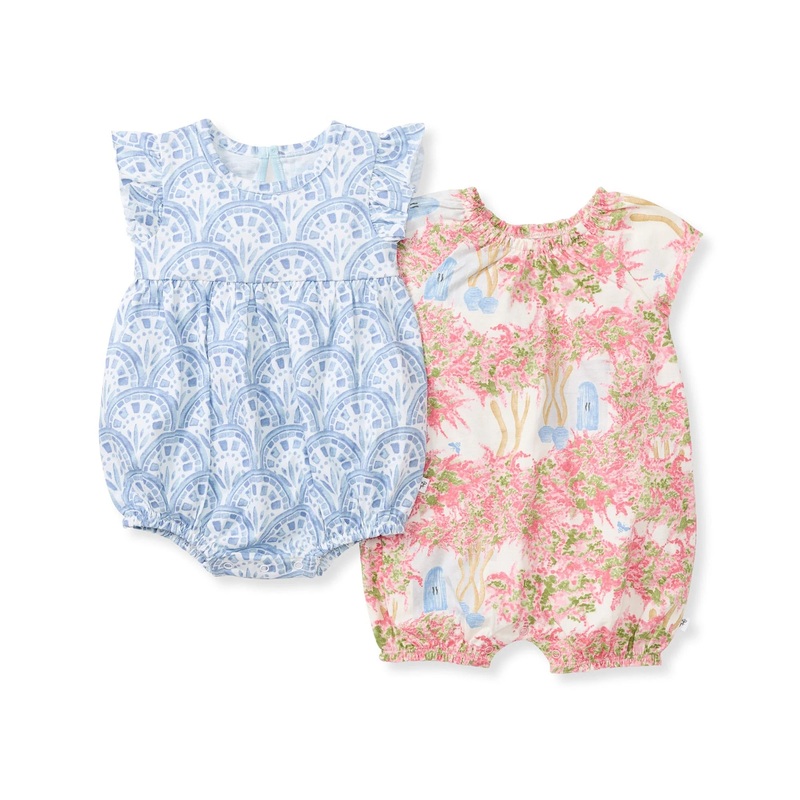 Burt's Bees Baby Ocean Gems Romper 2 Pack 0-3 Months