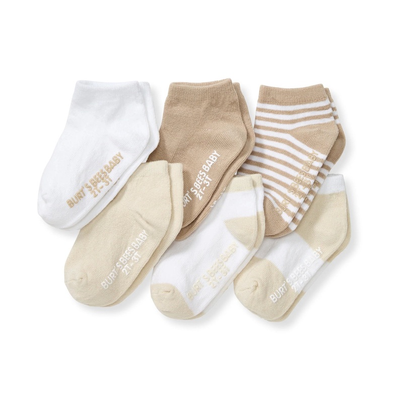 Burt's Bees Baby Organic Cotton Ankle Socks 6 Pack 2-3T Oat