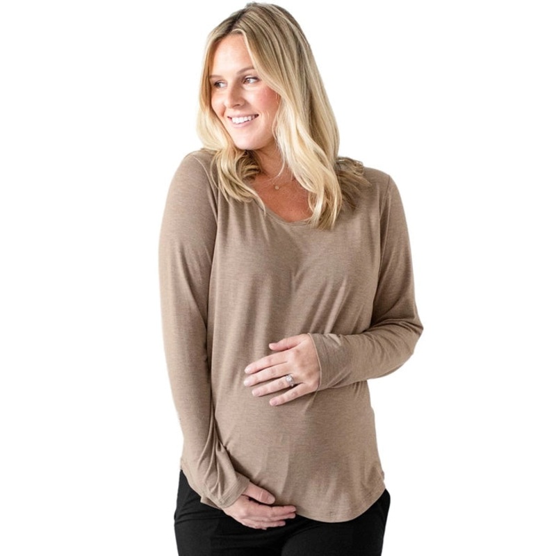 Kindred Bravely Bamboo Nursing & Maternity Long Sleeve T-Shirt Wheat S