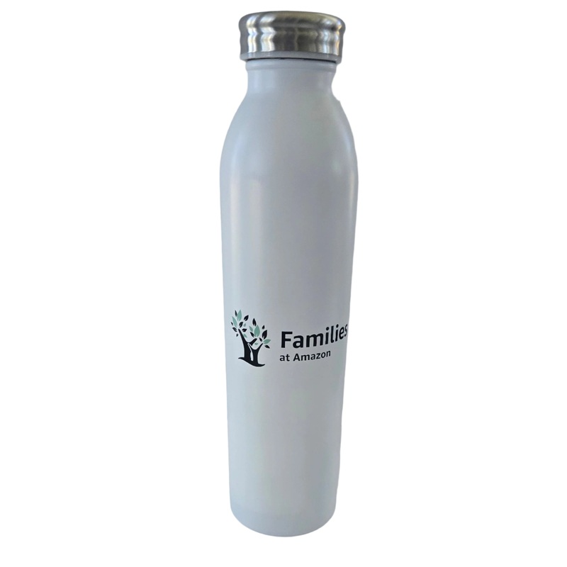 Logo Stainless Steel Insulated Double Walled Water Bottle 20oz White